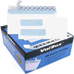 500 Count #10 Double Window Envelopes 4-1/8x9-1/2" Self Seal Security Envelop... - Picture 1 of 6