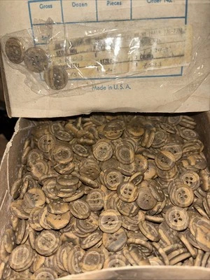 15 Gross Wood Grain Stone Plastic Sz 24 Buttons 4 Hole Sewing/Crafts 16mm 5/8” - Image 1 of 4