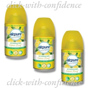 3 x Airpure Citrus Zing Automatic Spray Refills Upto 70 Days 250ML - Picture 1 of 1