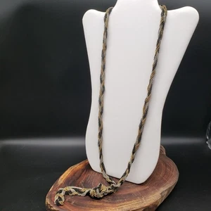 Braided Mixed-Metal Lariat Necklace Gold Silver Black Tone 34" Unmarked Braided - Picture 1 of 4