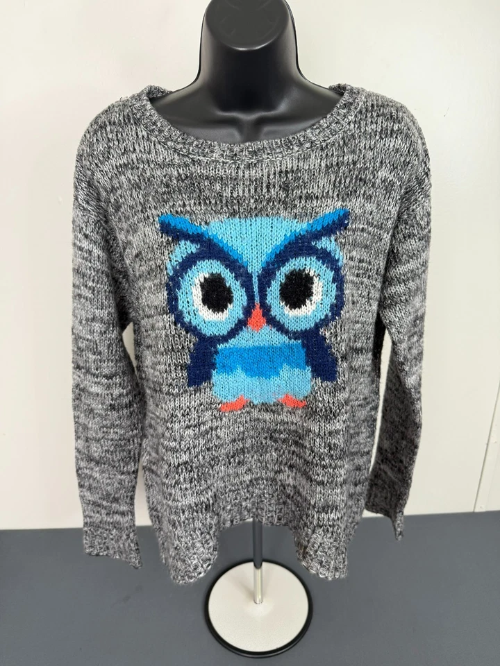 Suéter Pullover Para Mujer Jolt Búho Tejido Jaspeado Gris Talla Grande Foto 1 de 4
