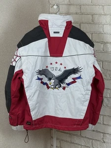 Mens Spyder US Ski Team Big Logo Eagle Ski White Vintage Jacket Size 50 / M - Picture 1 of 22