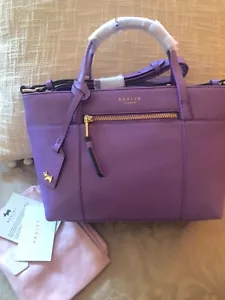 💕RADLEY LONDON Porchester -Medium Zip Top Satchel/Crossbody Purple See Meas NEW - Picture 1 of 5