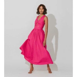 NWT! CLEOBELLA Charaya Ankle Dress Solid Magenta Pink Summer Beach Smocked Large - Picture 1 of 13