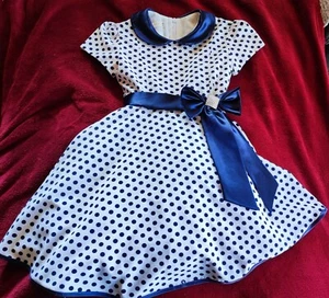 Mädchen Kleid Gr. 116 - FENIMARK - blau-weiß-gepunktet - Festlich - Bild 1 von 2