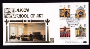 1990 Europa Modern Movement Glasgow special pmk on Benham 500 gold OFFICIAL FDC - Bild 1 von 2