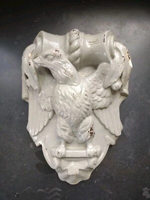 Antique Carved  Carrara Marble Mantle Keystone 12" Eagle Patriotic USA July 4th - Image 1 of 4