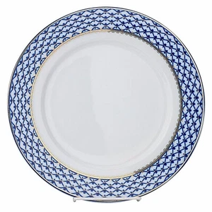 1 Russian Cobalt Blue Net Dinner Plate 10" Saint Petersburg - 24K Bone China - Picture 1 of 4