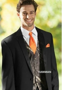 Camouflage Mossy Oak Camo Tuxedo Vest Blaze Euro FREE Hanke & Ship REAL POCKETS - Picture 1 of 3