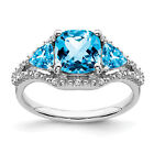 Lex & Lu 14K White Gold Blue Topaz And Diamond Ring Lal4216