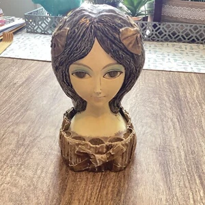 Vintage 1966 Vanity Lipstick Holder Lady Head Bust 8" - Picture 1 of 6