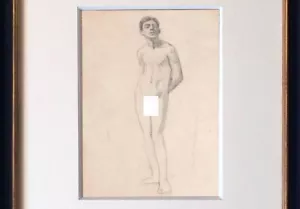 Edward Hopper Vintage Male Nude Drawing Old Master Academic American - Picture 1 of 4
