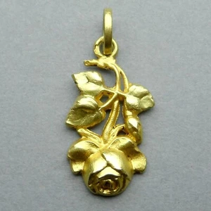 French, Antique Gold Medal. Art Nouveau. Flower, Rose. Pendant. - Picture 1 of 15
