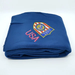 USET Foundation Fleece Blanket Throw Embroidered Logo 50" x 60" Navy Equestrian - Picture 1 of 8