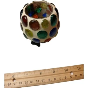 Vintage Japanese Footed Candle Holder With Gems 3.5" X 3.5 - Picture 1 of 7