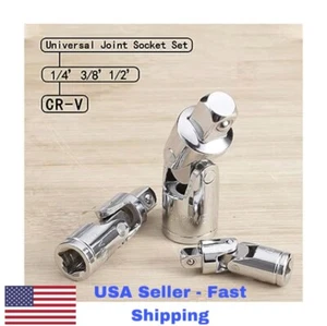 Universal Joint Socket Set-3Pcs 1/4", 3/8", 1/2", Chrome Vanadium Steel. - Picture 1 of 5