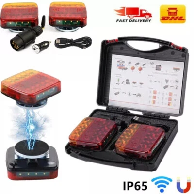 Kabellose Anhängerbeleuchtung–Funk LED Magnet Rückleuchten Set 7-polig E-Gepruft - Bild 1 von 4