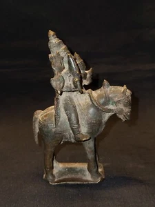 Antique Traditional Indian Bronze Statue Shiva Parvati On Horse Uma Maheshwara - Picture 1 of 5