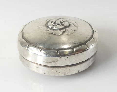 Antique Vintage Danish Sterling Silver Georg Jensen Pill Snuff Box Cover