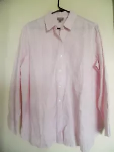 J JILL Damen weiß rot gestreift 100% Leinen Button Down Shirt Top Bluse Gr. M - Bild 1 von 3