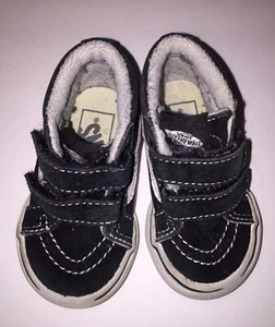 VANS Off The Wall Hook And Loop Infant Size 4 Black Hightop Sneakers - Picture 1 of 4