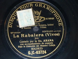 OPERA 78 rpm RECORD Pre-Dog Gramophone LUCRECIA ARANA Jota LA RABALERA Vives - Picture 1 of 1