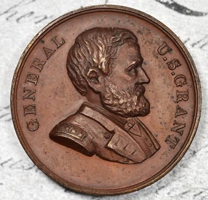 d. 1885 General US Grant Memoriam Medaille 37mm Kupfer fantastisches Super High Relief! - Bild 1 von 2