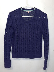 Victoria's Secret Sweater Sz Medium Purple Open Heavy Knit Long Sleeve
