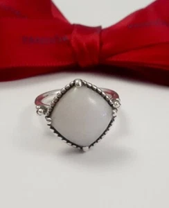New Genuine pandora white quartzite ring #190858qw retired size 54 rare - Picture 1 of 6