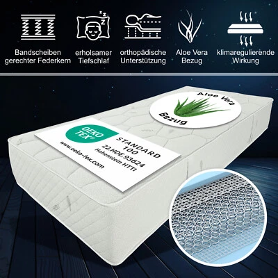 orthopädische Federkern Matratze Smaragd H4 Fest Höhe 27cm 100x220cm Sondergröße - Bild 1 von 4