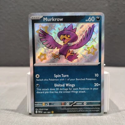 Murkrow 181/091 Paldean Fates Shiny Rare Pokemon Card - Image 1 of 2