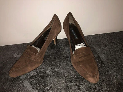 Hermosos Tacones de Gamuza Marrón Ralph Lauren Talla 39.5 (10B) Excelente Estado Foto 1 de 4