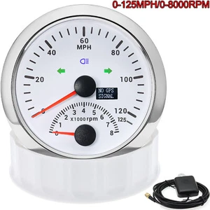 85mm White GPS Speedometer 125MPH with Tachometer 8000RPM Gauge for Boat Car ATV - Picture 1 of 11