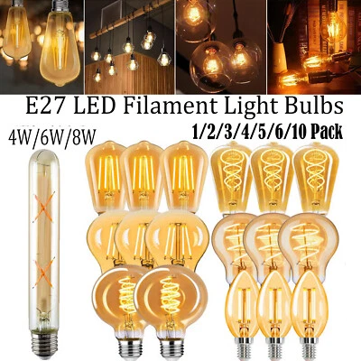 Bombillas LED Retro Edison Vintage E27/B22 Extra Cálidas Filamento Ámbar 240VDecor - Imagen 1 de 4