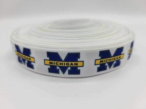 NEW 5-yards of Michigan Wolverines 7/8" wide Grosgrain Ribbon - Picture 1 of 1