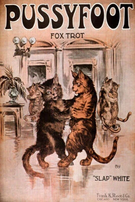 CAT PUSSYFOOT BALLROOM DANCING FOXTROT DANCE VINTAGE POSTER REPRO - Image 1 of 3