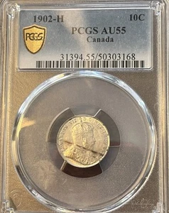 1902 H 10 Cents Canada AU55 - Picture 1 of 3