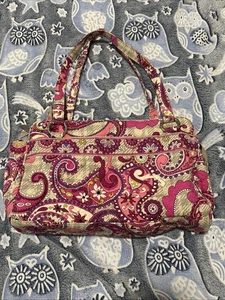 Retired Vera Bradley Handbag Paisley Meets Plaid Mandy Quilted Triple Zipper - Picture 1 of 12