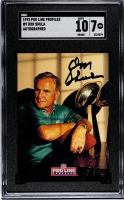1992 Pro Line Profiles #9 Don Shula HOF Lombardi Trophy Autograph SGC 7 Auto 10 - Image 1 of 2