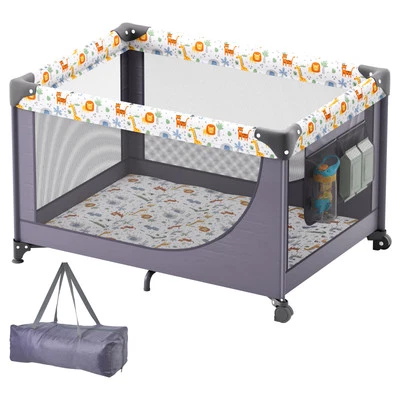 Uimoso Baby Playpen Quick-Folding Portable Baby Toddler Fence Play Yard & Wheels - Image 1 of 4