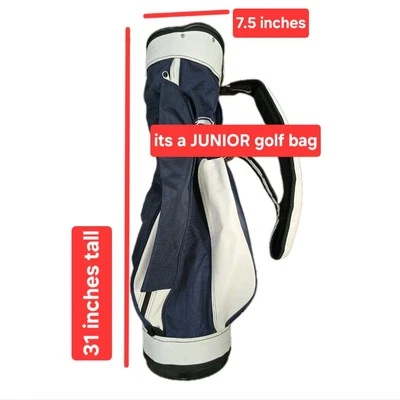 Jones Junior Golf Carry Bag - Single Strap - 3 Way Divider Embroidered Blue Navy - Image 1 of 4