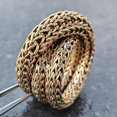 Anillo John Hardy Clásico Cadena Cruzada Tejido Retorcido Cúpula Oro 18k Talla 6.5 Foto 1 de 4