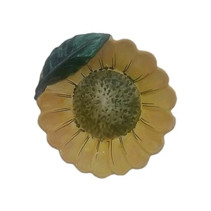 Plato de girasol de cerámica vintage firmado trasero - Imagen 1 de 10