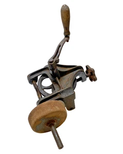 Antique Vintage Hand Crank Bench Grinder Cast Iron Sharpener 3.5” Wheel - Picture 1 of 18