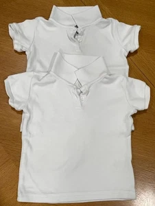 2 WONDER NATION WHITE SHORT SLEEVE UNIFORM GIRLS SIZE 3T BUTTON SHIRTS - Picture 1 of 4