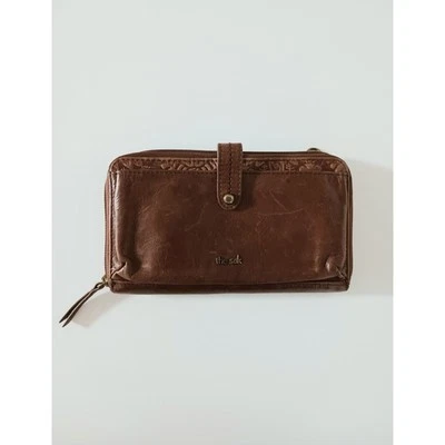 Бумажник-клатч Sak Iris коричневый кожаный на молнии - без плечевого ремня - Изображение 1 из 4