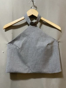 NWT ZARA Women Sleeveless Halter Neck Side Zip Lined Crop Top SZ S Gray Striped - Picture 1 of 16
