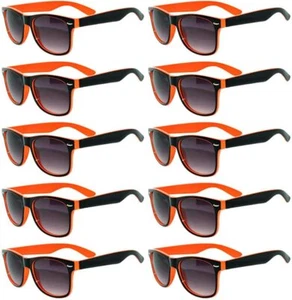 Etui mit 10 Paar Großhandel Retro Vintage zweifarbige Sonnenbrillen rauchfarbene Gläser orange - Bild 1 von 3