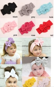Große Schleife Baumwolle Mädchen Babys Stirnband Stoff Blume atemberaubend ungewöhnlich Haarband  - Bild 1 von 2