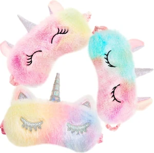 3 Pieces Plush Sleeping Eye Cover Bunny Cat Blindfold Cover Unicorn Sleeping Eye - Picture 1 of 12